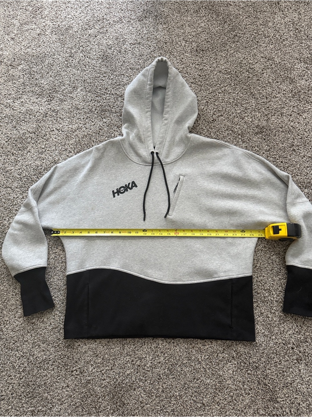 Hoka Gray and Black Pullover Hoodie